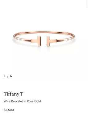Tiffany T Wire Bracelet - Rose Gold (Standard, not Narrow)